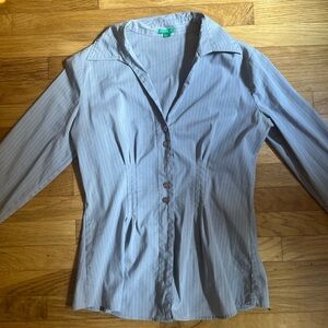 United Colors Of Benetton Gray Pinstripe Blouse